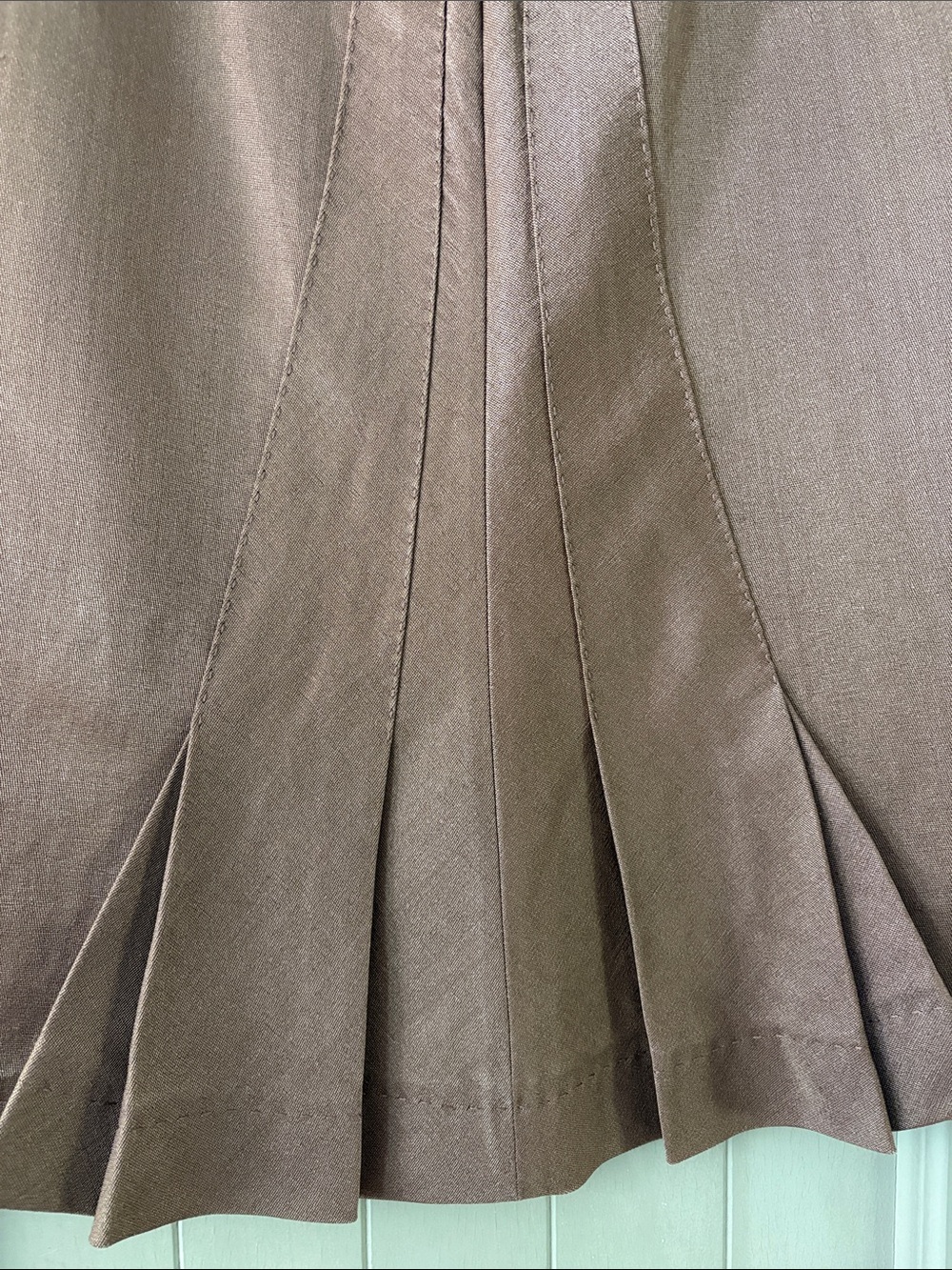 NWOT Alberta Ferretti Cotton/Silk Blend A-Line Skirt, Made in Italy, pleated CB - Picture 6 of 6